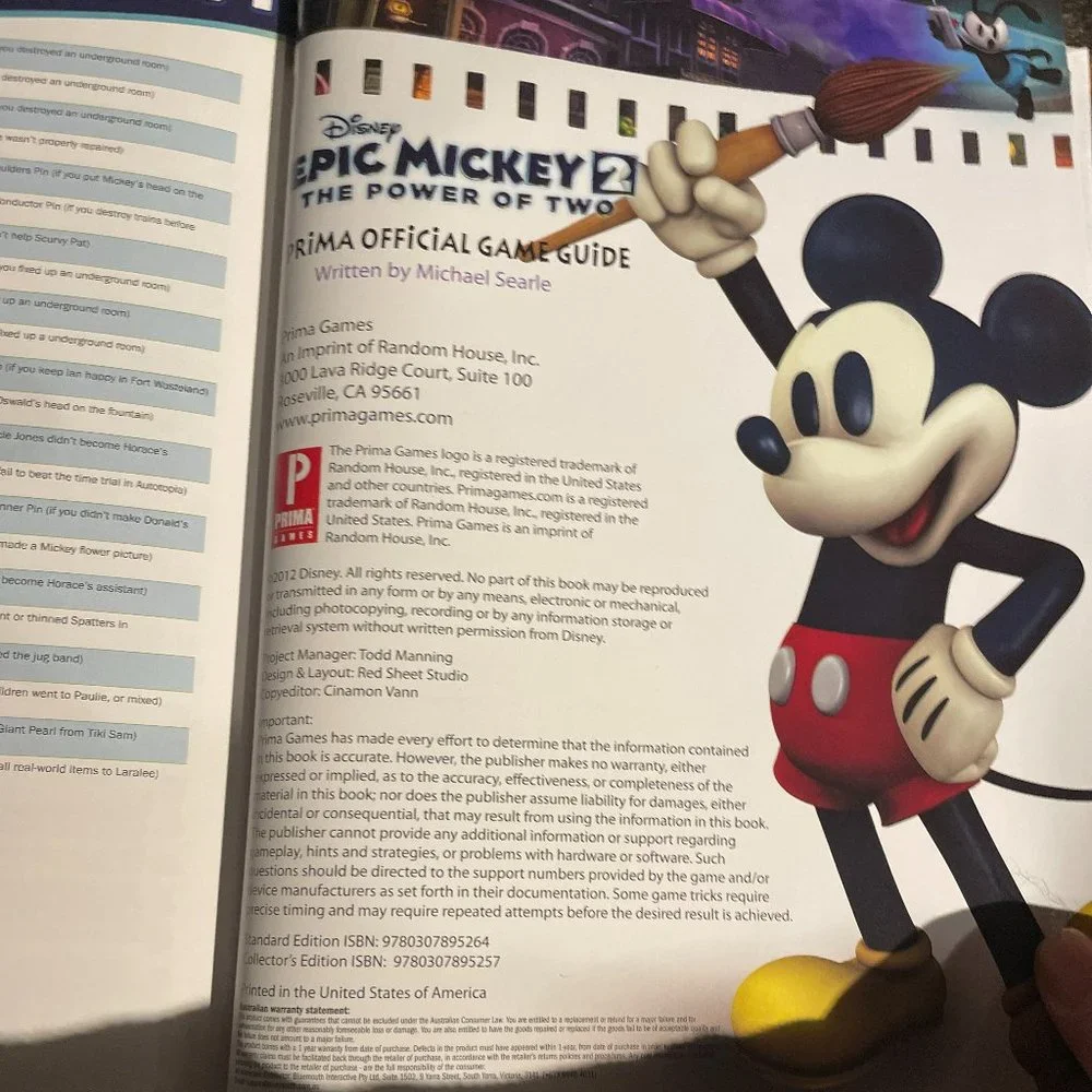 Disney Epic Mickey 2: The Power of Two Collector's Edition: Prima Official Game